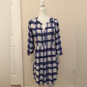 Maeve Anthropologie Devery Dress Sz M Blue & White Gingham Casual Spring Picnic